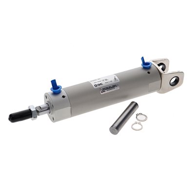 CYLINDER, PNEUMATIC, STANDARD TYPE, DOUBLE ACTING, SINGLE ROD, CG1 SERIES, CLEVIS MOUNT